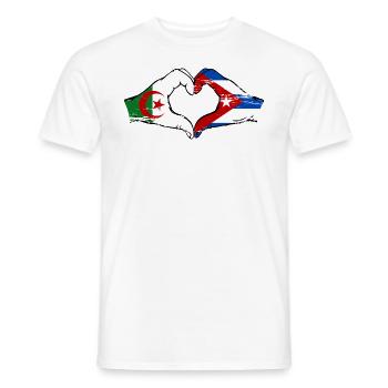 Algeria Cuba Flag Hands Heart Shape Used - Men's T-Shirt - white - Front - AI Model Male 178 dark (178cm)