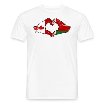 Canada Biélorussie drapeau mains forme de coeur utilisé - T-shirt homme - blanc - Devant - AI Model Male 178 dark (178cm)
