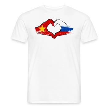 Vietnam Russie Drapeau Mains Coeur Forme Utilisé - T-shirt homme - blanc - Devant - AI Model Male 178 dark (178cm)