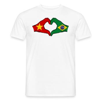 Vietnam Brésil Drapeau Mains Coeur Forme - T-shirt homme - blanc - Devant - AI Model Male 178 dark (178cm)