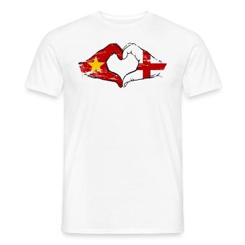 Vietnam England Flagge Hände Herzform used - Männer T-Shirt - Weiß - Vorne - AI Model Male 178 dark (178cm)