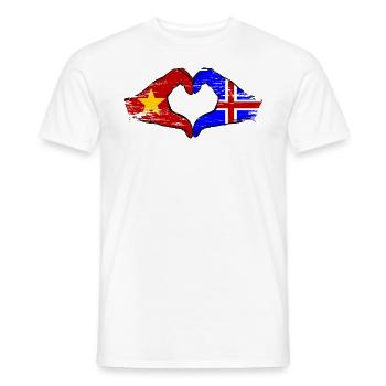 Drapeau de l’île du Vietnam mains forme de coeur utilisé - T-shirt homme - blanc - Devant - AI Model Male 178 dark (178cm)