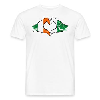 Irlande Pakistan drapeau mains forme coeur utilisé - T-shirt homme - blanc - Devant - AI Model Male 178 dark (178cm)