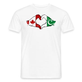 Drapeau du Canada Pakistan mains en forme de coeur utilisé - T-shirt homme - blanc - Devant - AI Model Male 178 dark (178cm)