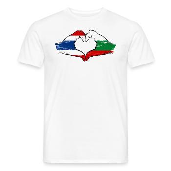 Thaïlande Bulgarie drapeau mains forme de coeur utilisé - T-shirt homme - blanc - Devant - AI Model Male 178 dark (178cm)