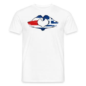 Costa Rica Grèce Drapeau Mains Coeur Forme Utilisé - T-shirt homme - blanc - Devant - AI Model Male 178 dark (178cm)