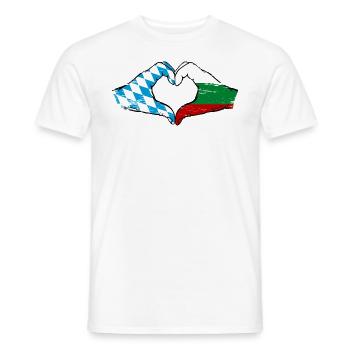 Bavière, Bulgarie, Drapeau, Mains, Forme de coeur Utilisé - T-shirt homme - blanc - Devant - AI Model Male 178 dark (178cm)