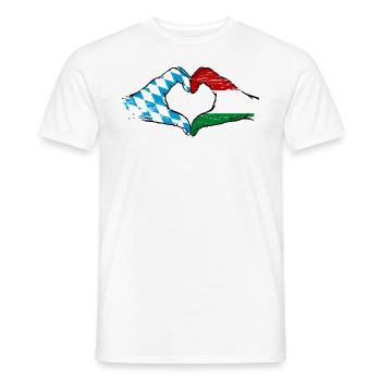 Bavière, Hongrie, Drapeau, Aiguilles, Forme de coeur Utilisé - T-shirt homme - blanc - Devant - AI Model Male 178 dark (178cm)