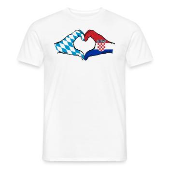 Bavière, Croatie, Drapeau, Mains, Coeur - T-shirt homme - blanc - Devant - AI Model Male 178 dark (178cm)