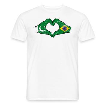 Pakistan Brésil drapeau mains forme de coeur utilisé - T-shirt homme - blanc - Devant - AI Model Male 178 dark (178cm)