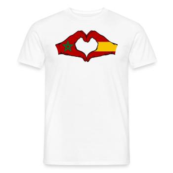Maroc Espagne Drapeau Mains Coeur Forme - T-shirt homme - blanc - Devant - AI Model Male 178 dark (178cm)