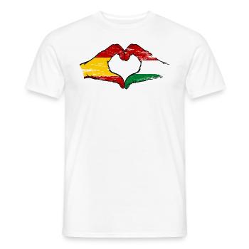 Espagne Hongrie Drapeau Mains Coeur Forme Utilisé - T-shirt homme - blanc - Devant - AI Model Male 178 dark (178cm)