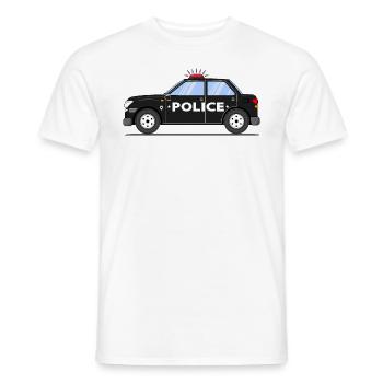 Polizeiauto in Schwarz Police - Männer T-Shirt - Weiß - Vorne - AI Model Male 178 dark (178cm)