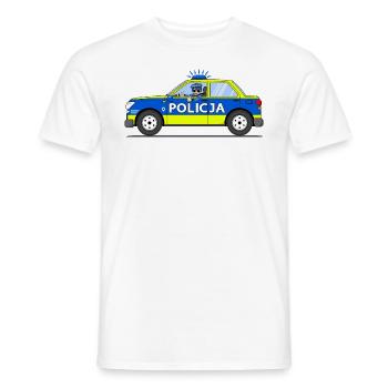Voiture de police Policja Pologne Bleu et Jaune - T-shirt homme - blanc - Devant - AI Model Male 178 dark (178cm)