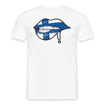 Finnland Flagge Lippen Suomen Lippu - Männer T-Shirt - Weiß - Vorne - AI Model Male 178 dark (178cm)