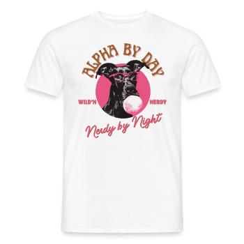 Deutsche Dogge mit Brille und Kaugummi - Männer T-Shirt - Weiß - Vorne - AI Model Male 178 dark (178cm)