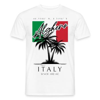 Alghero Sardinia Palm Trees Flag Travel Souvenir - Men's T-Shirt - white - Front - AI Model Male 178 dark (178cm)