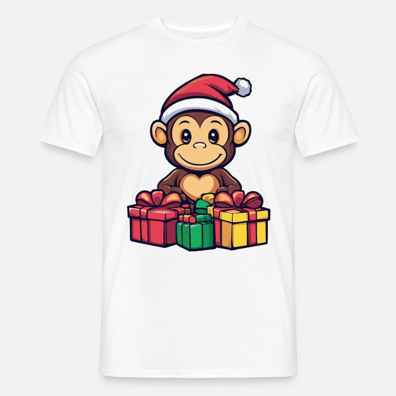 Affe Weihnachten Geschenke - Männer T-Shirt - Weiß