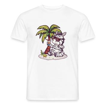 Palmier d’été de l’île Zebra - T-shirt homme - blanc - Devant - AI Model Male 178 dark (178cm)