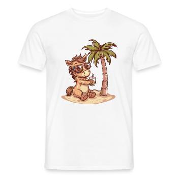 Palmier d’été de l’île aux chevaux - T-shirt homme - blanc - Devant - AI Model Male 178 dark (178cm)