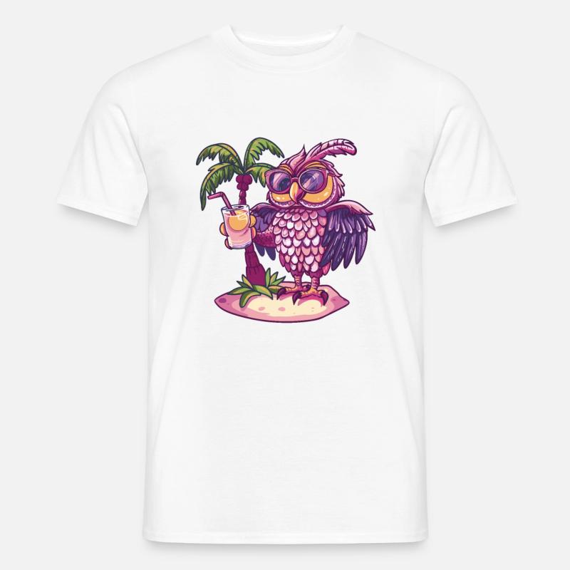 Eule Insel Sommer Palme - Männer T-Shirt - Weiß