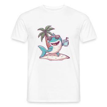 Palmier d’été de l’île aux requins - T-shirt homme - blanc - Devant - AI Model Male 178 dark (178cm)