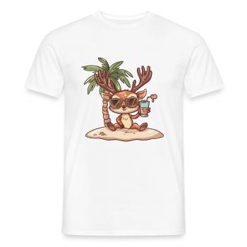Palmier d’été de l’île Deer - T-shirt homme - blanc - Devant - AI Model Male 178 dark (178cm)
