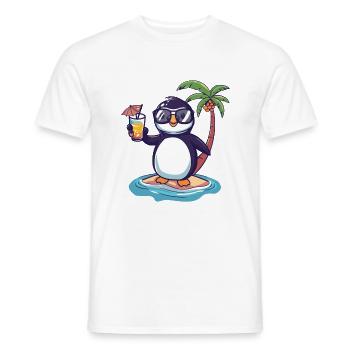 Penguin Island Summer Palm - Men's T-Shirt - white - Front - AI Model Male 178 dark (178cm)