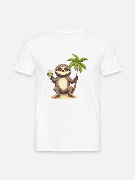 Faultier Sommer Urlaub - Männer T-Shirt - Weiß