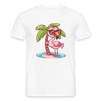 Palmier d’été de l’île Flamingo - T-shirt homme - blanc - Devant - AI Model Male 178 dark (178cm)
