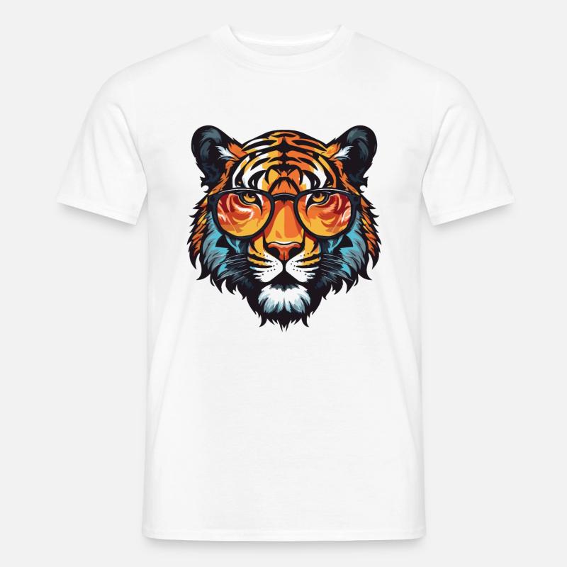 Tiger Kopf Cool - Männer T-Shirt - Weiß