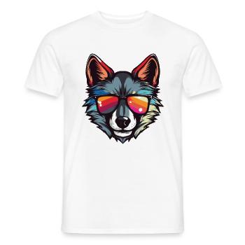 Tête de loup Cool - T-shirt homme - blanc - Devant - AI Model Male 178 dark (178cm)