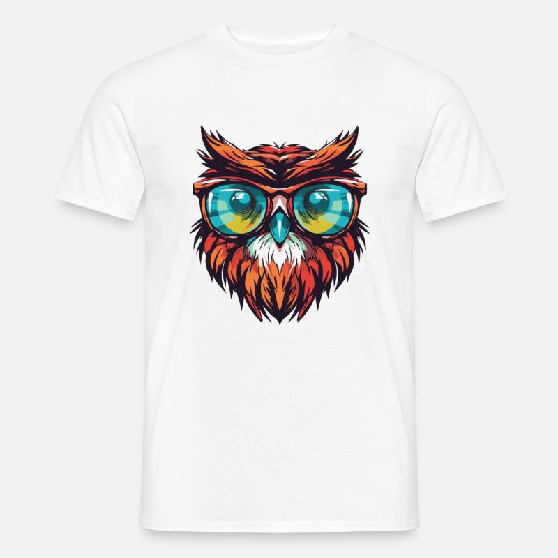 Eule Kopf Cool - Männer T-Shirt - Weiß