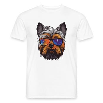 Yorkshire Terrier Hund Kopf Cool - Männer T-Shirt - Weiß - Vorne - AI Model Male 178 dark (178cm)