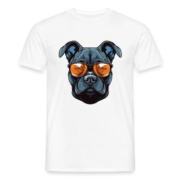 Portrait de chien Staffordshire Bull Terrier - T-shirt homme - blanc - Devant - AI Model Male 178 dark (178cm)