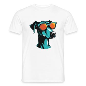 Tête de chien lévrier Cool - T-shirt homme - blanc - Devant - AI Model Male 178 dark (178cm)