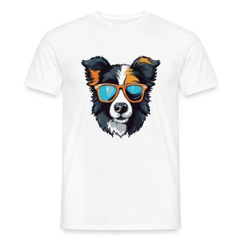 Border Collie Dog Head Cool - Men's T-Shirt - white - Front - AI Model Male 178 dark (178cm)