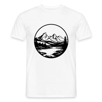 Montagnes, Paysage, Nature, Rivière - T-shirt homme - blanc - Devant - AI Model Male 178 dark (178cm)