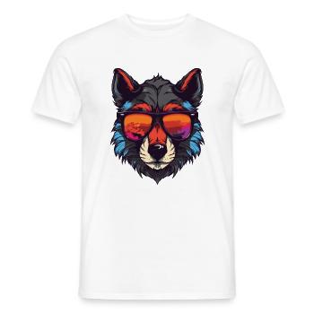 Fête Wolf Cool Head - T-shirt homme - blanc - Devant - AI Model Male 178 dark (178cm)