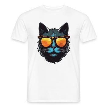 Cat Cool Head Party - Men's T-Shirt - white - Front - AI Model Male 178 dark (178cm)