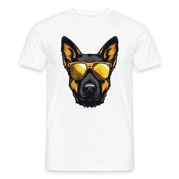 German Shepherd Dog Cool Head Party - Men's T-Shirt - white - Front - AI Model Male 178 dark (178cm)