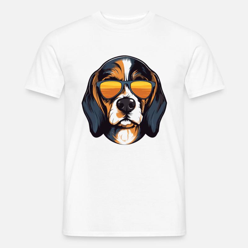 Beagle Hund Cool Kopf Party - Männer T-Shirt - Weiß