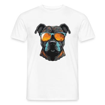 Portrait de chien Staffordshire Bull Terrier - T-shirt homme - blanc - Devant - AI Model Male 178 dark (178cm)