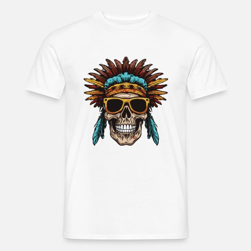Apache Totenkopf Indianer - Männer T-Shirt - Weiß