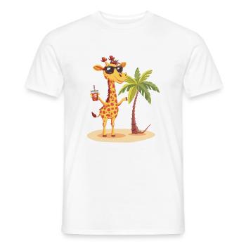 Giraffe Summer Beach Comic - Men's T-Shirt - white - Front - AI Model Male 178 dark (178cm)