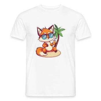 Bande dessinée Fox Summer Beach - T-shirt homme - blanc - Devant - AI Model Male 178 dark (178cm)