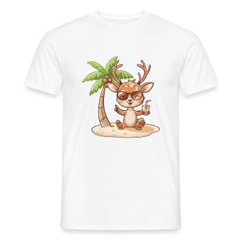 Deer Summer Beach Comic - Men's T-Shirt - white - Front - AI Model Male 178 dark (178cm)