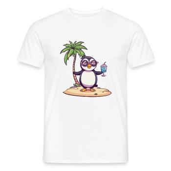 Penguin Summer Beach Comic - Men's T-Shirt - white - Front - AI Model Male 178 dark (178cm)