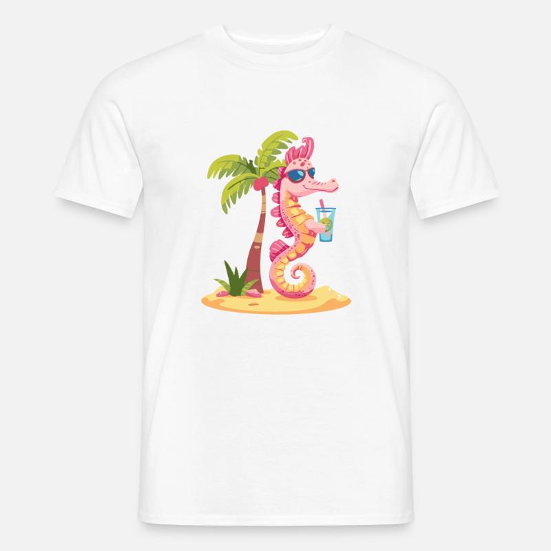 Seepferd Sommer Strand Comic - Männer T-Shirt - Weiß