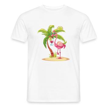 Flamingo Summer Beach Bande dessinée - T-shirt homme - blanc - Devant - AI Model Male 178 dark (178cm)